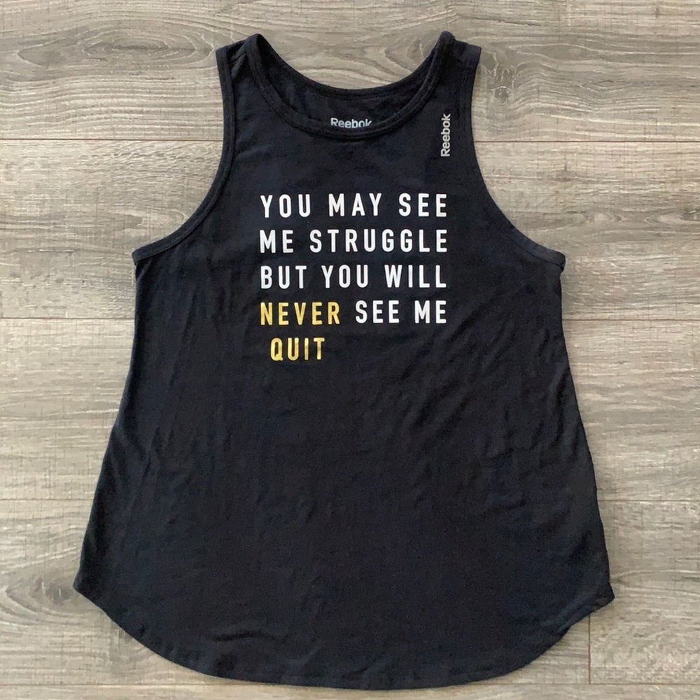 Reebok- Black ‘You May See Me Struggle’ Workout Tank Size M